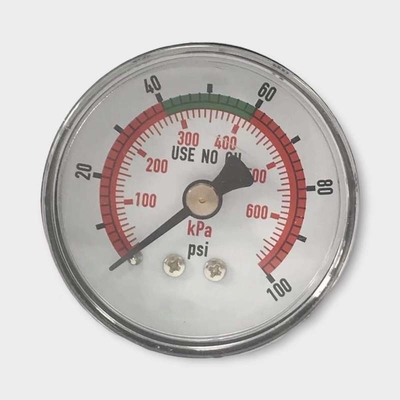 Back Mounted Pressure Gauge 50mm 100 Psi Manometer Untuk Sistem Oksigen