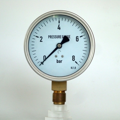 100mm Stainless Steel Case Pressure Gauge 8 Bar Kuningan Internal Manometer